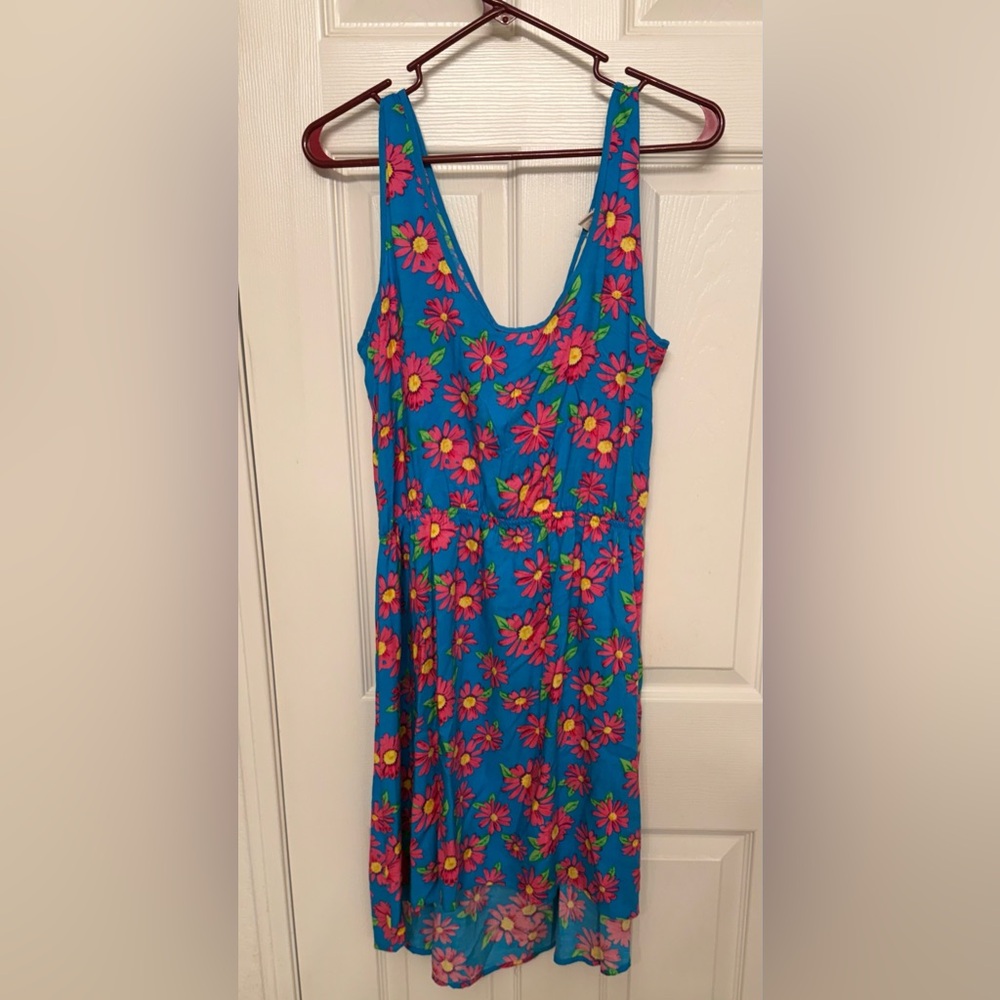 Derek Heart Vibrant Floral Midi Dress, Open Back with tie